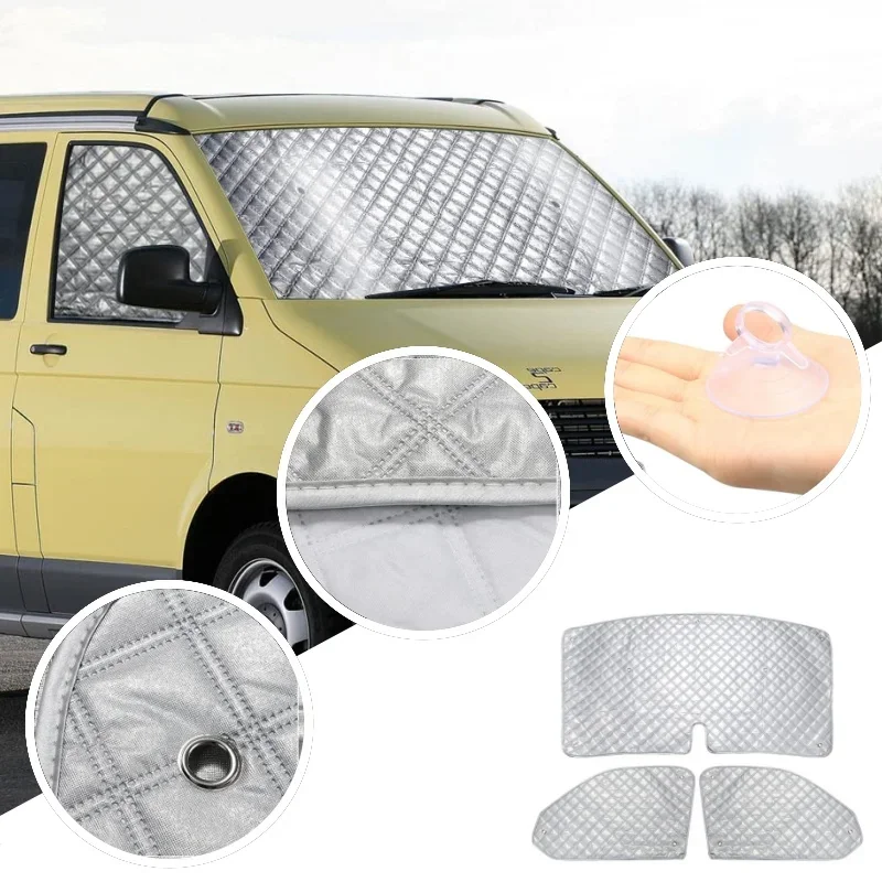 VW T5 T6 Sun Shade 3pcs Window Covers Thermal Insulation & UV Protection Car Window Sunshades