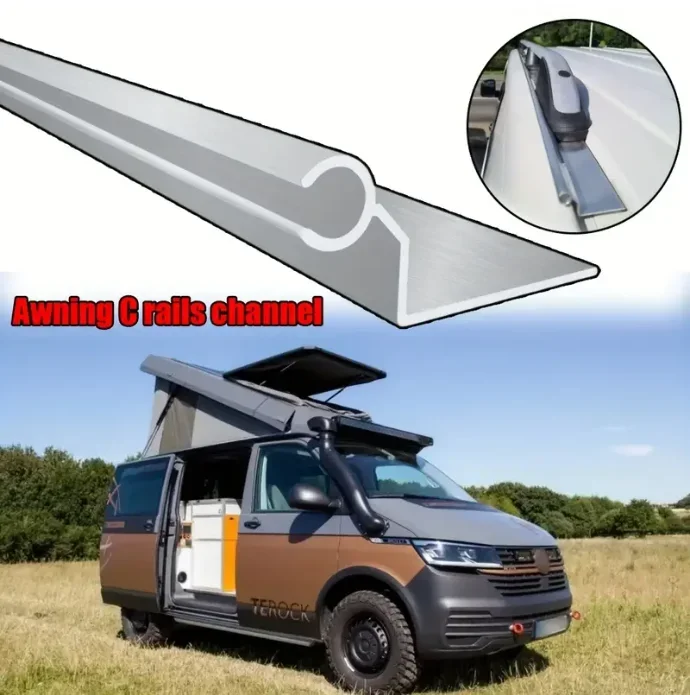 Caravan Motorhome Awning Rail C-Channel 8 x 1m Strip with Double-Sided Tape, 400cm Car Accessories