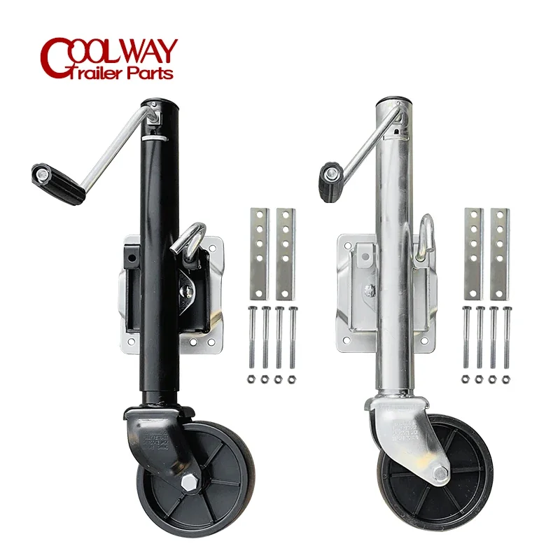 6 Inch Solid Wheel RV Trailer Jack Bolt-On Sidewind Round Swivel 540KG Capacity Boat Accessories