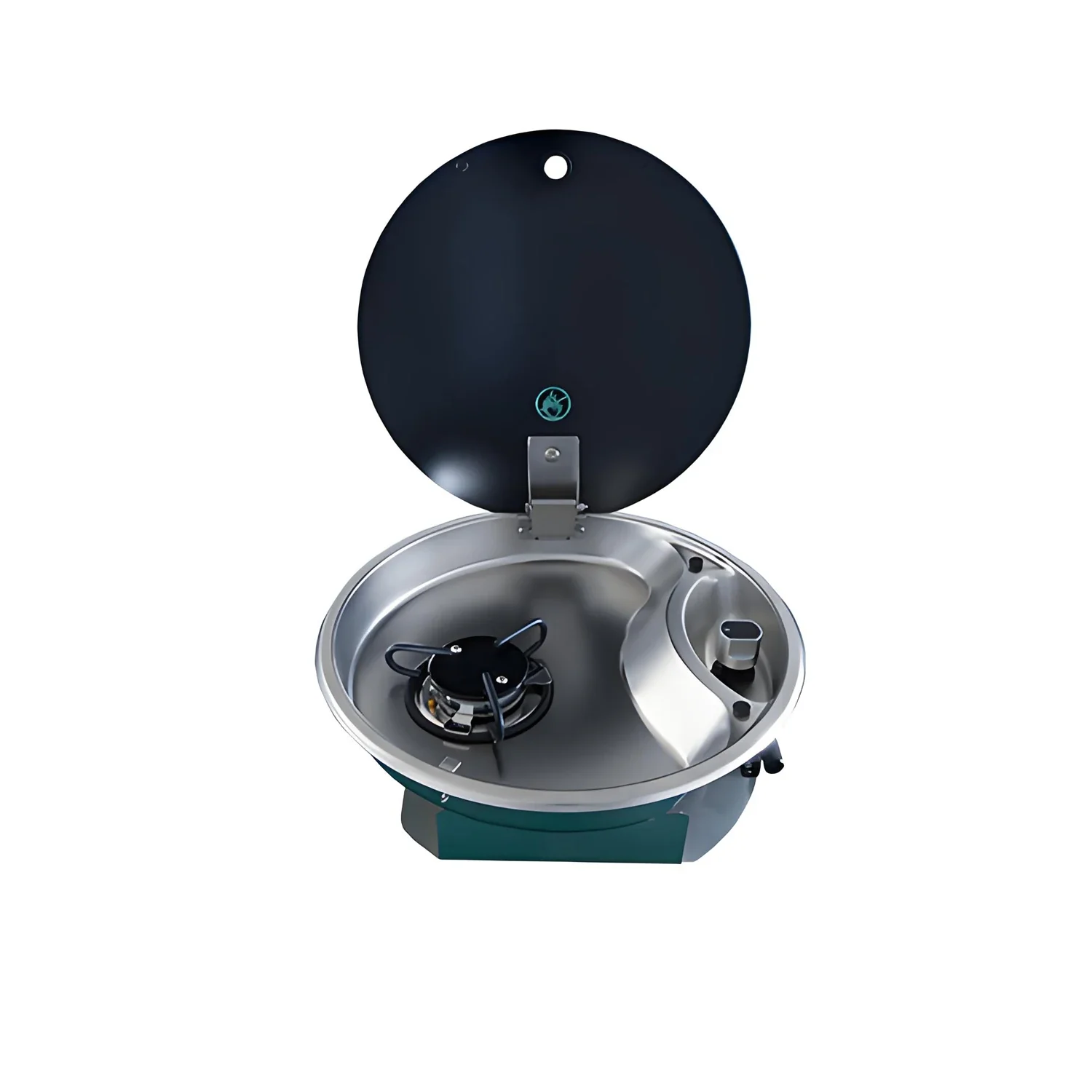 RV/Marine One Burner Gas Stove Combo, Round LPG Cooker, 304 Stainless Steel Cooktop, Electric Ignition for Yacht/Motorhome/Caravan