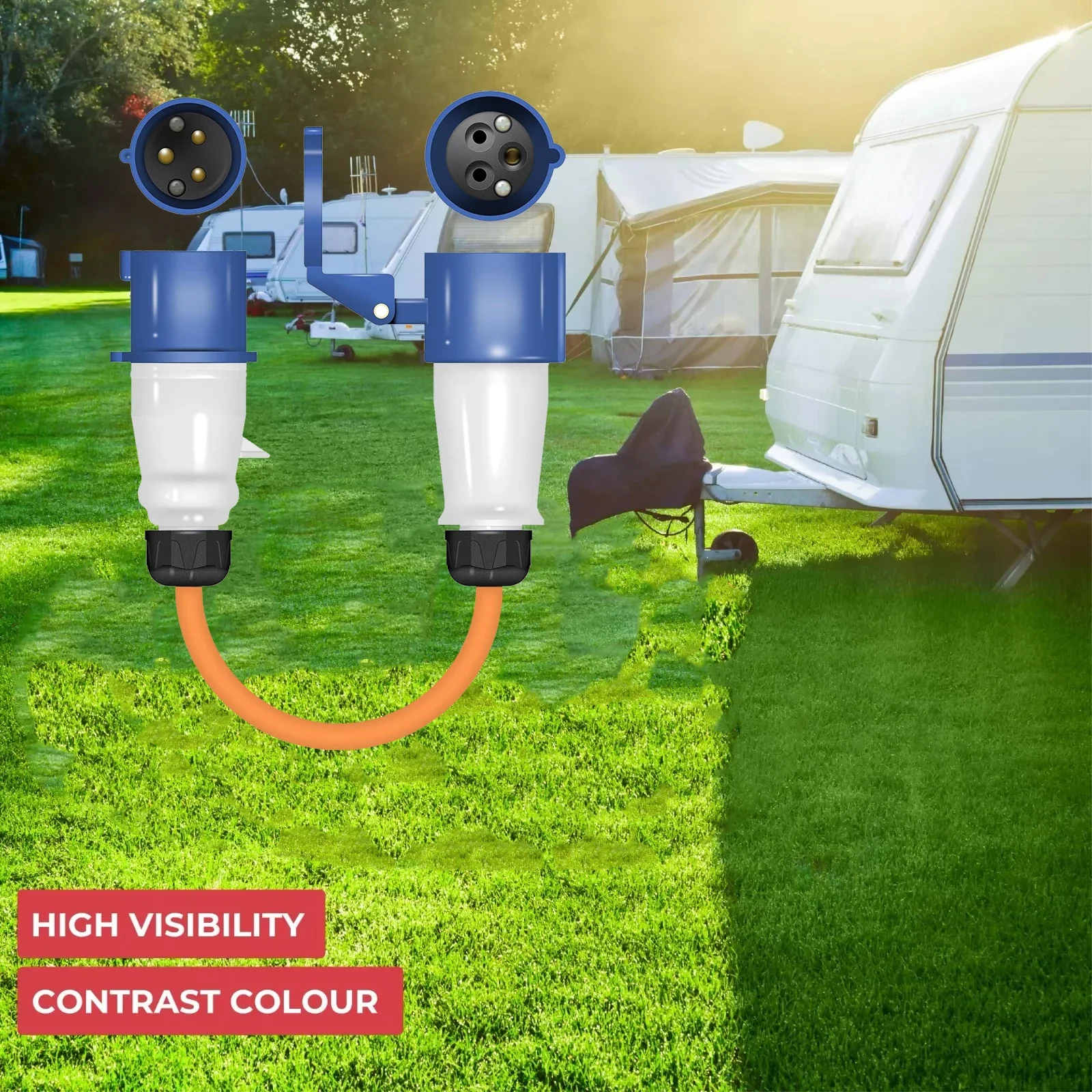 RV Power Plug Extension Cable Connector Adapter Mains Hook Up 16A Reversed Caravan Camping Outdoors