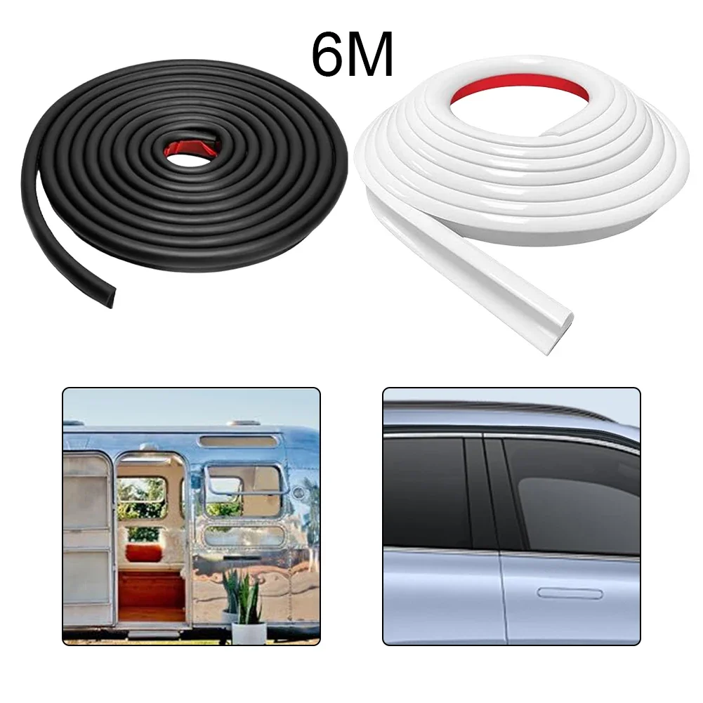 6M RV Rain Gutter 1/2" Height Drip Rail PVC Rain Strip J Shape Roof Water Channel Caravan Accessories