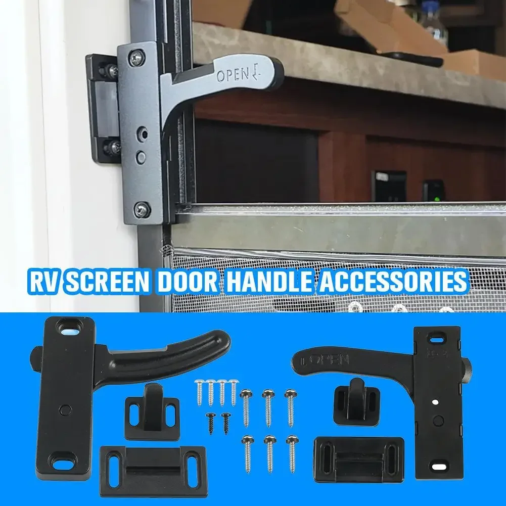 Universal Aluminum Screen Door Handle Replacement Latch Kit for RV, Caravan & Travel Trailers
