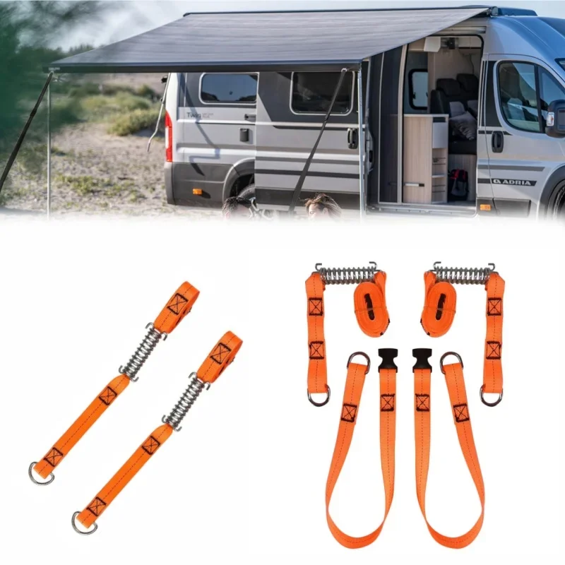 Adjustable Storm Straps Kits Orange Tensioner Awnings Tie Down Caravan Motorhome Outdoor Camping Tool RV Accessories