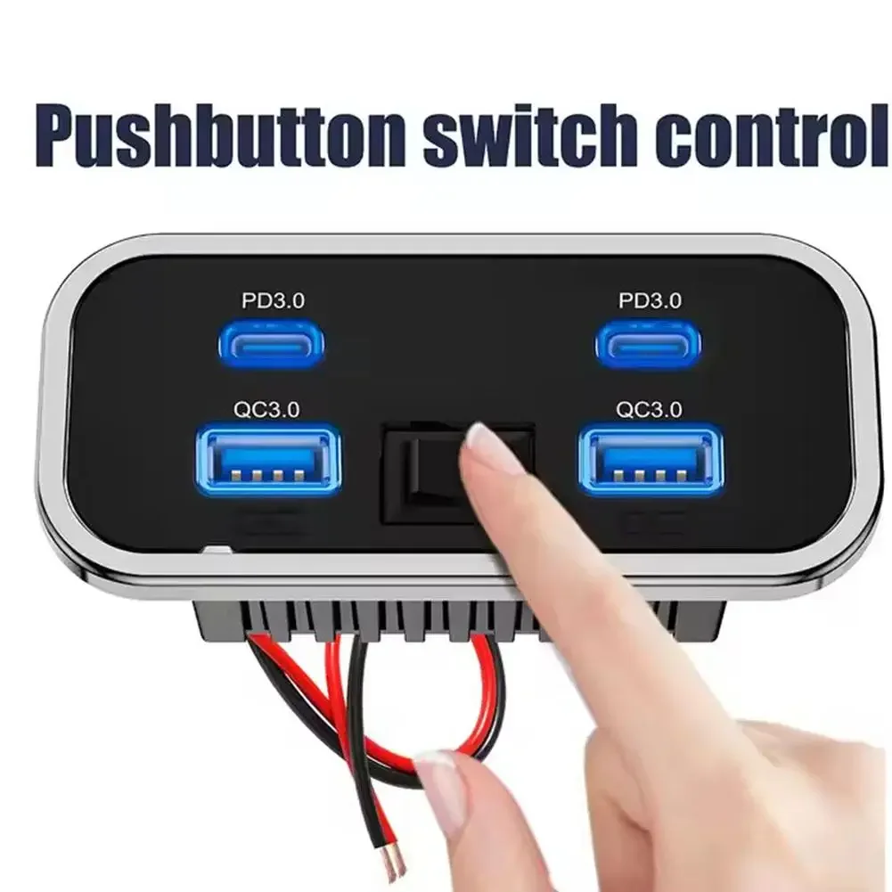 Dual USB Charging Splitter Outlet Power Adapter 4-Port, RV & Car Charger with Type-C PD Fast Charging Socket Let me know if you need help with any other product titles!