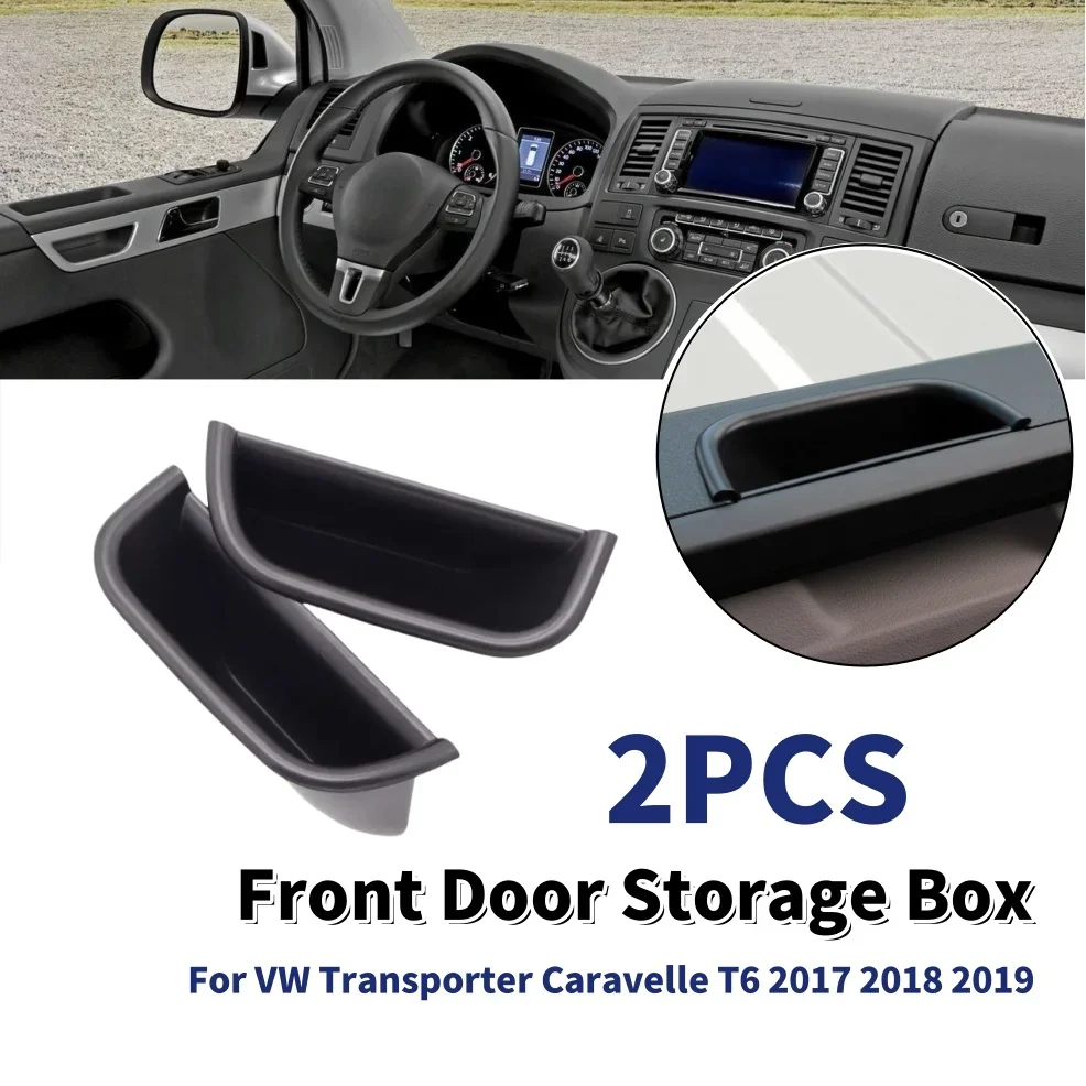2PCS Front Door Storage Box Organizer Glasses Holder for VW Transporter Caravelle T6 (2017-2019)