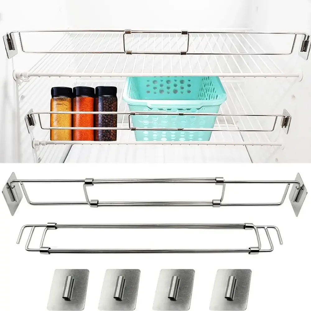 Telescopic Stainless Steel RV Refrigerator Tension Rods Camper Fridge Storage