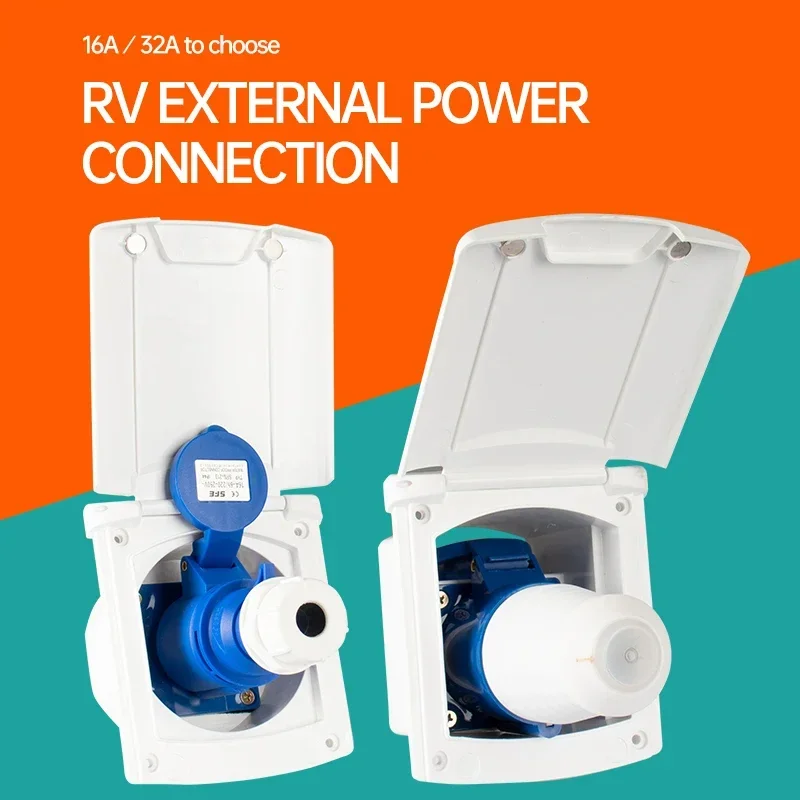 RV External Power Connector 220V-240V 16A Waterproof Flush Plug Socket Camper Caravan Accessories