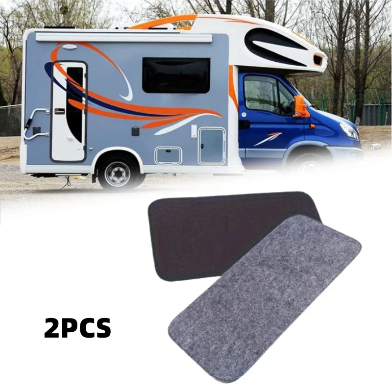 2PCS Motorhome Anti-Slip Door Step Mat Black/Grey Fabric Step Pads Rugs for RV Camper Caravan