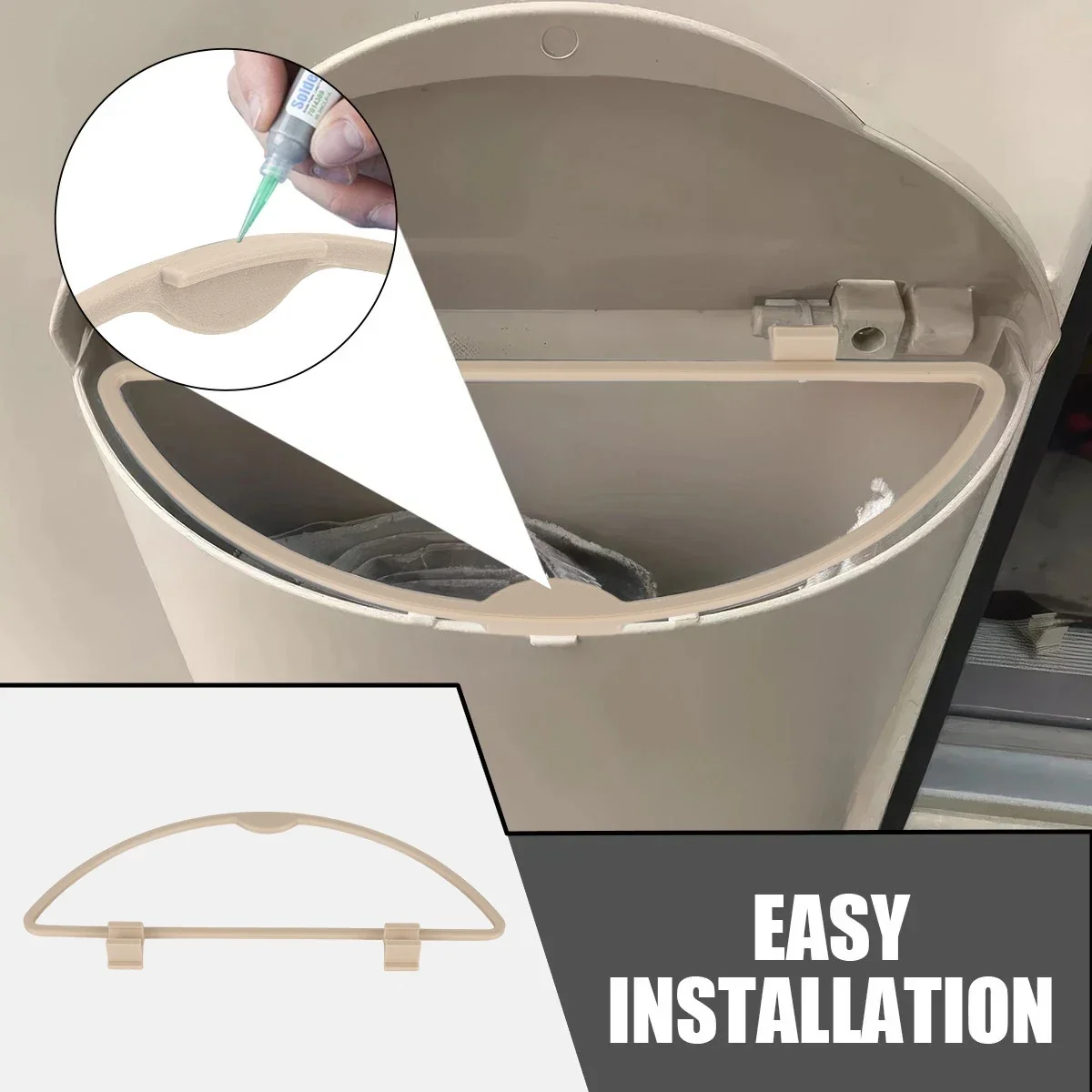 1PC Hanger for Hartal Trash Cans, Reinforced D-Type Ring Bag Hanger RV Accessory Compatible with Old-Fashioned Trash Cans