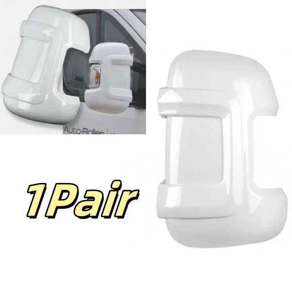 Motorhome Mirror Protectors Guards - Wing Mirror Cover for Fiat Ducato, Peugeot Boxer & Relay (Long Arm), White