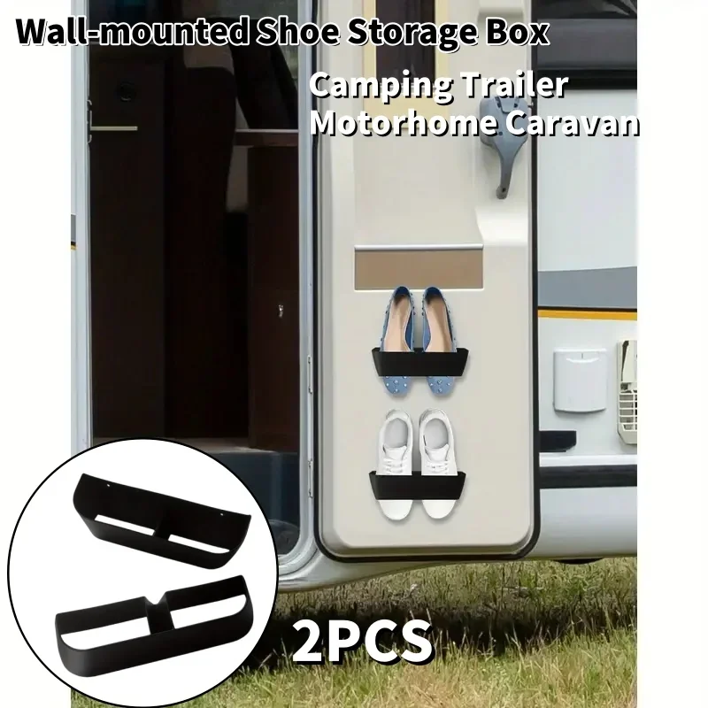 2PCS Caravan Wall Mounted Shoes Rack - Sticky Hanging Strips, Plastic Shoes Holder, Storage Organizer for Camping & RV Let me know if you need help with any other product titles!