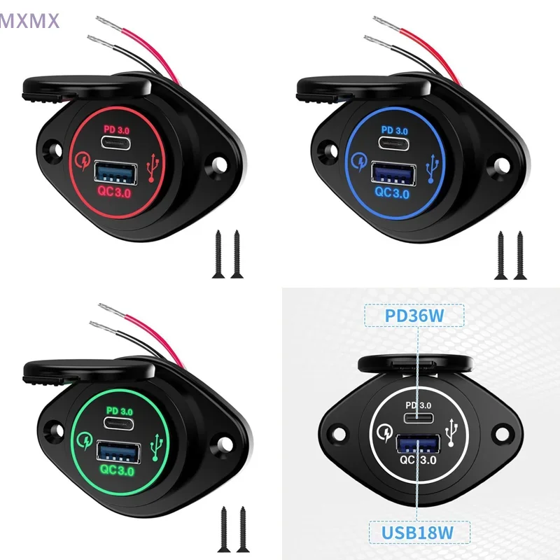 MX Multifunctional Car Charger QC+PD Fast Charging Waterproof USB Adaptor for Bus/RV/Boat (Modified)
