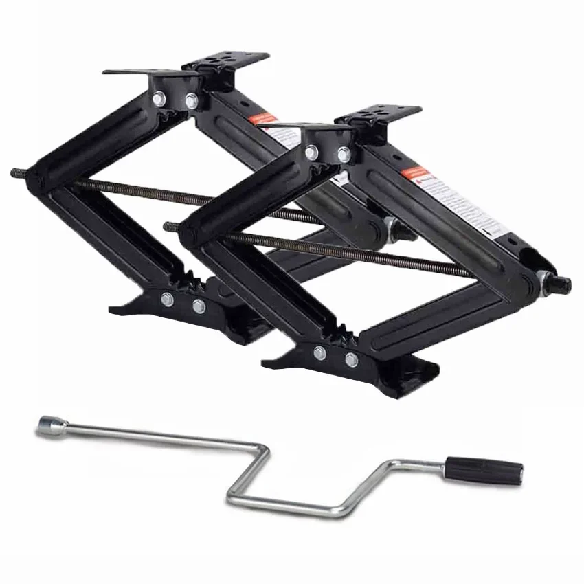 RV Camper Scissor Leveling Jacks 2-Piece Set, 5000lb Capacity Trailer Stabilizer with Single Handle