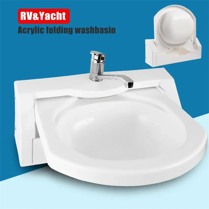 RV Acrylic Folding Sink With Faucet Wash Basin For Boat Caravan Motorhome Camper