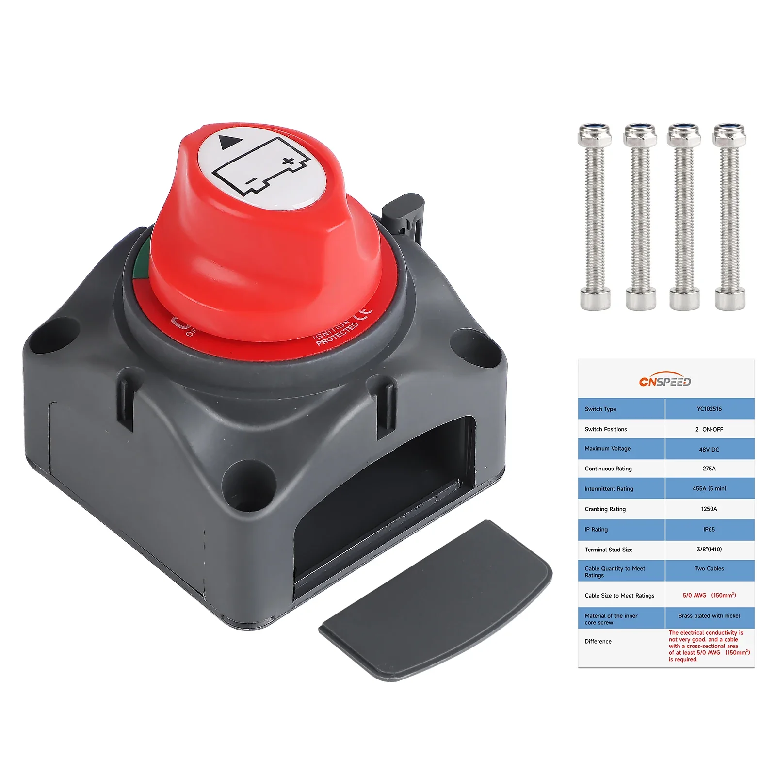 12V-48V Selector 2 Position On-Off Power Switch 300A Battery Disconnect Cut Off Kill Switch for Car Vehicle RV Marine Boat