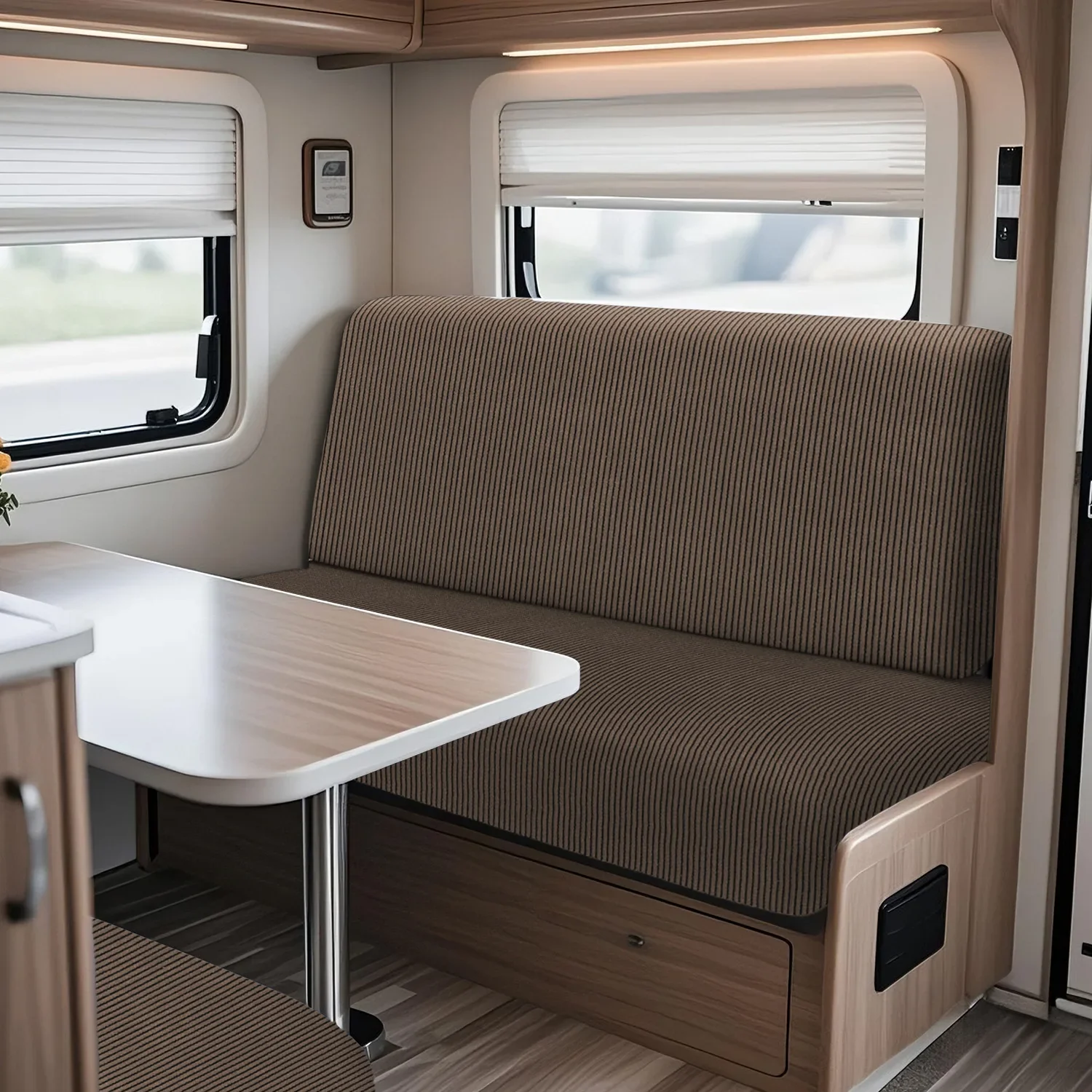 Solid Color RV Dinette Cushions Covers - Stretch Sofa Seat Slipcovers for RV Camper Car Bench - Stretchable Fabric