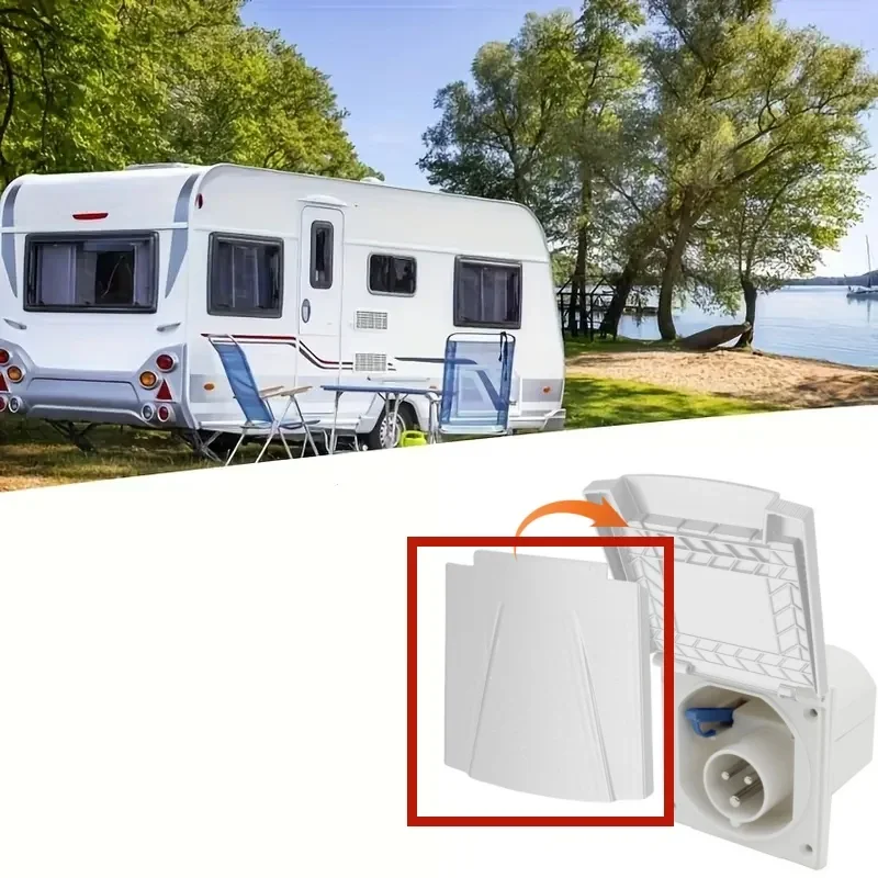 Replacement Cover Flap Lid for Outdoor Electric Hook Up Socket Built-in White Caravan Motorhome Camper Van Accessories