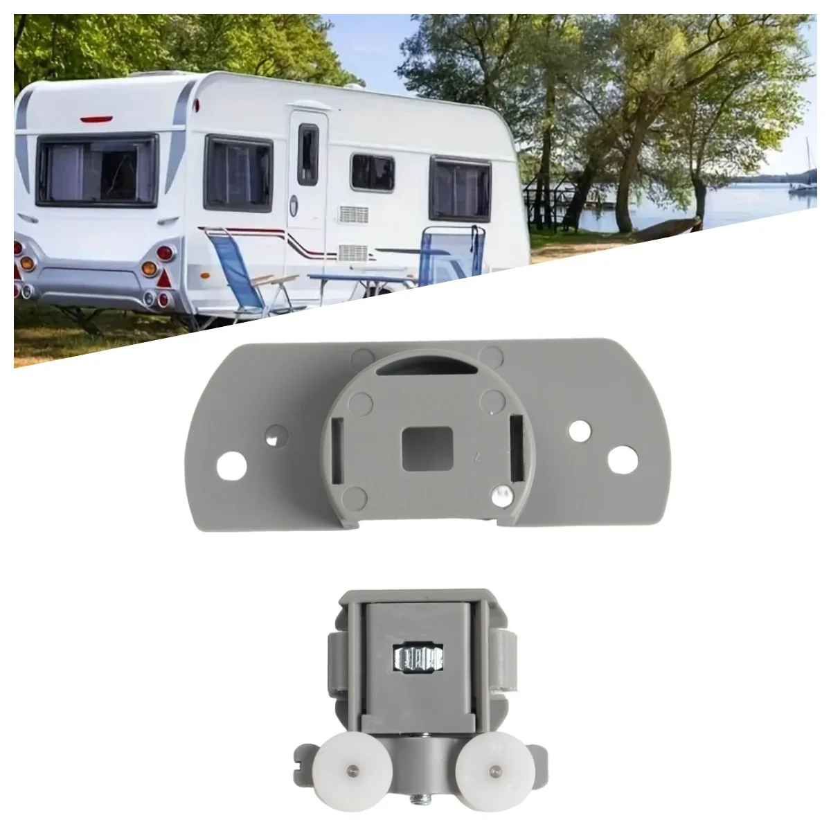 1/2PC Sliding Partition Trolley Door Runner Grey Plastic Replacement for Coachman Caravan Motorhome Accessories