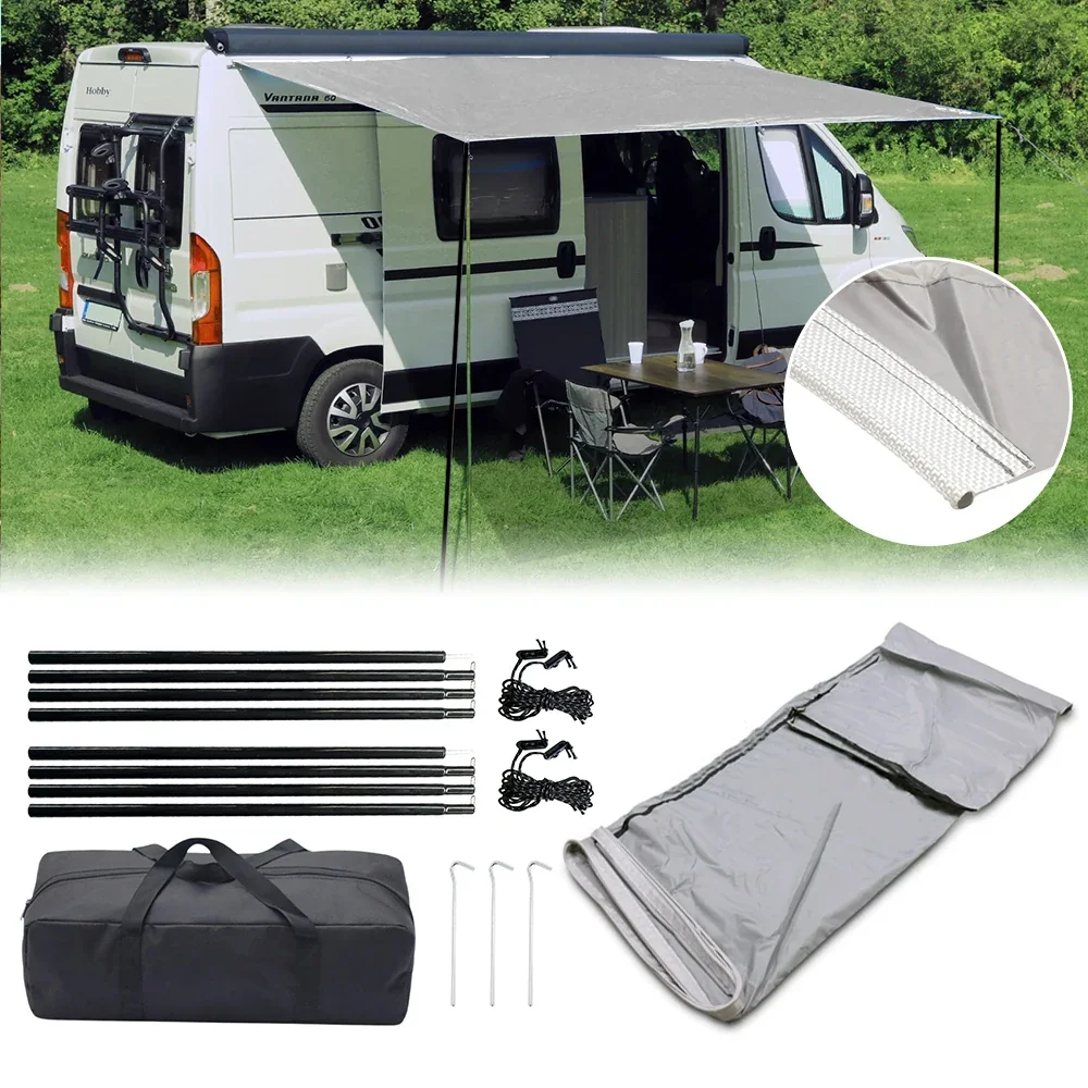 Camping Awning with Keder Piping Attachment 3m Canopy Sun Sail Sunshade for Caravan, Motorhome, Camper