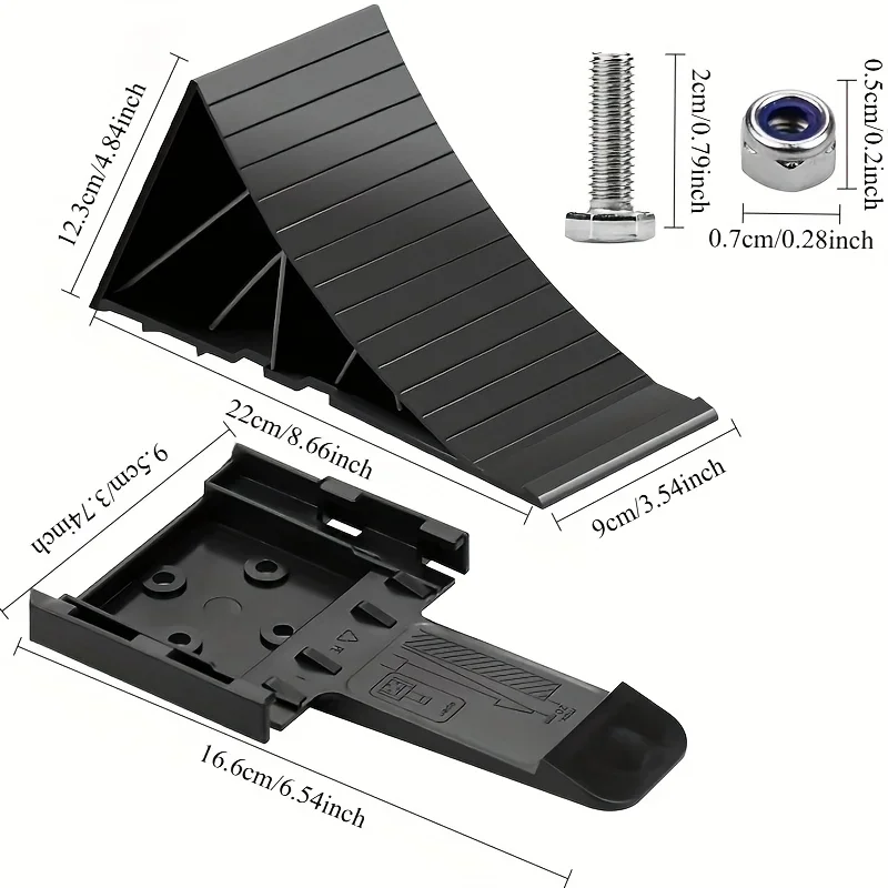 Triangular Wood & Plastic Trailer Brake Block Wheel Chock with Storage Base RV Automotive Vehicle Stop Let me know if you need help with any other product titles!