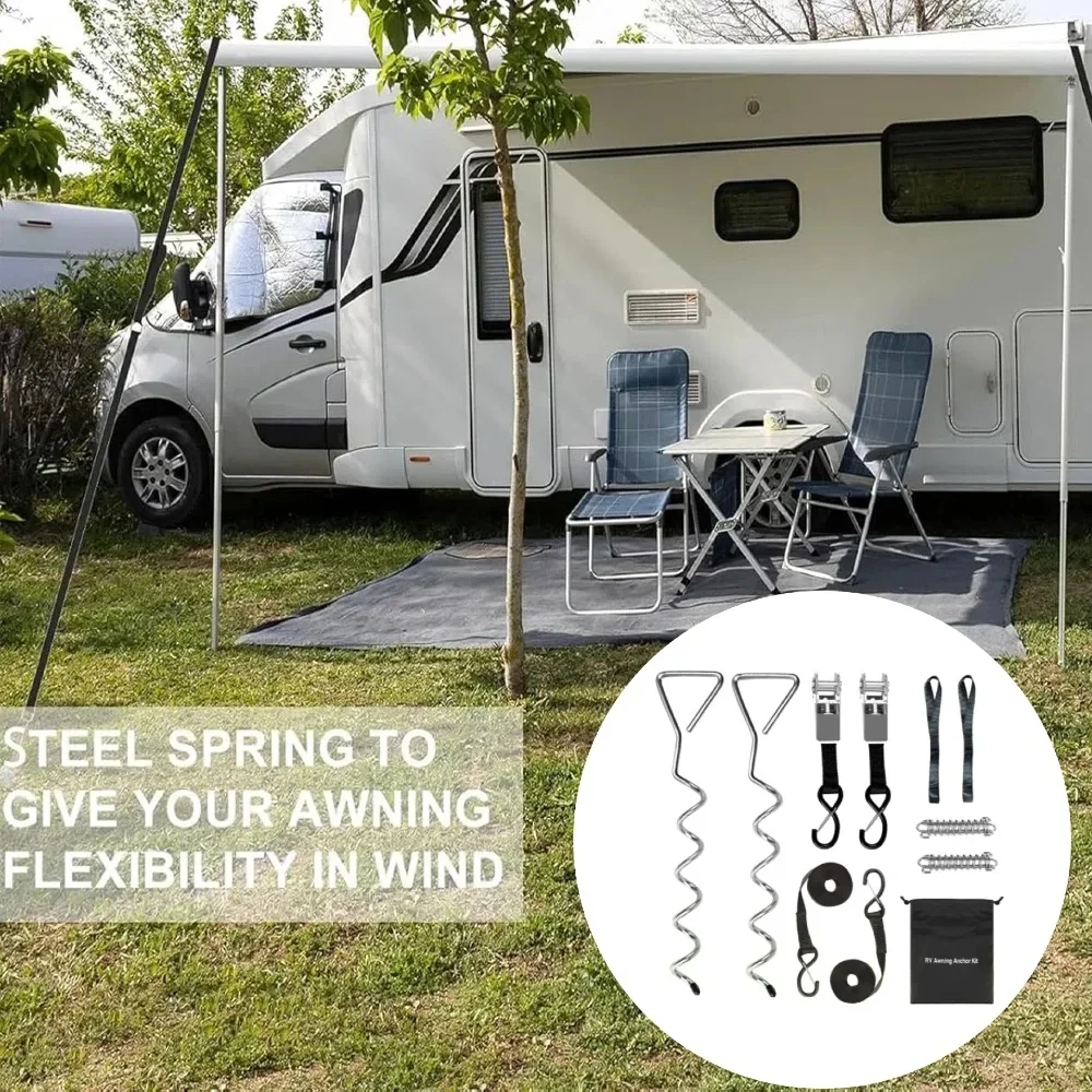 Heavy Duty RV Awning Tie Down Kit Camper Awning Anchors Model # 2024 Accessories for RV Awning Outdoor Camping