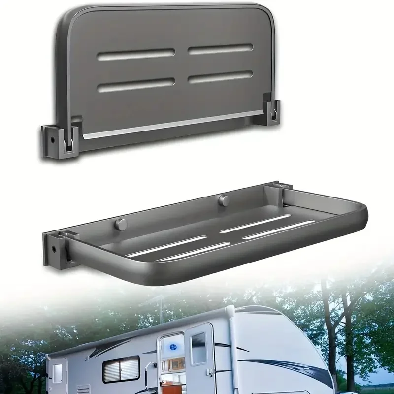 Caravan RV Folding Wall Rack Adjustable Collapsible Wall-Mounted Tray Organizer Van Motorhome Bathroom Shelf
