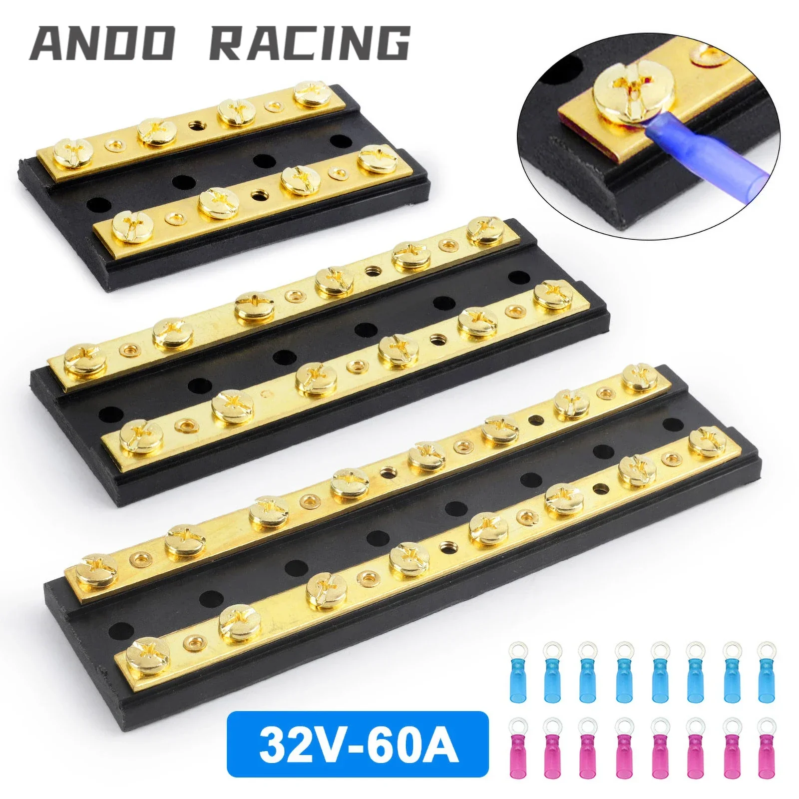 32V 60A 12 Way 6P Power Distribution Block Double Busbar, Double Row, Common Line, Nylon Base Bus Bar Terminal