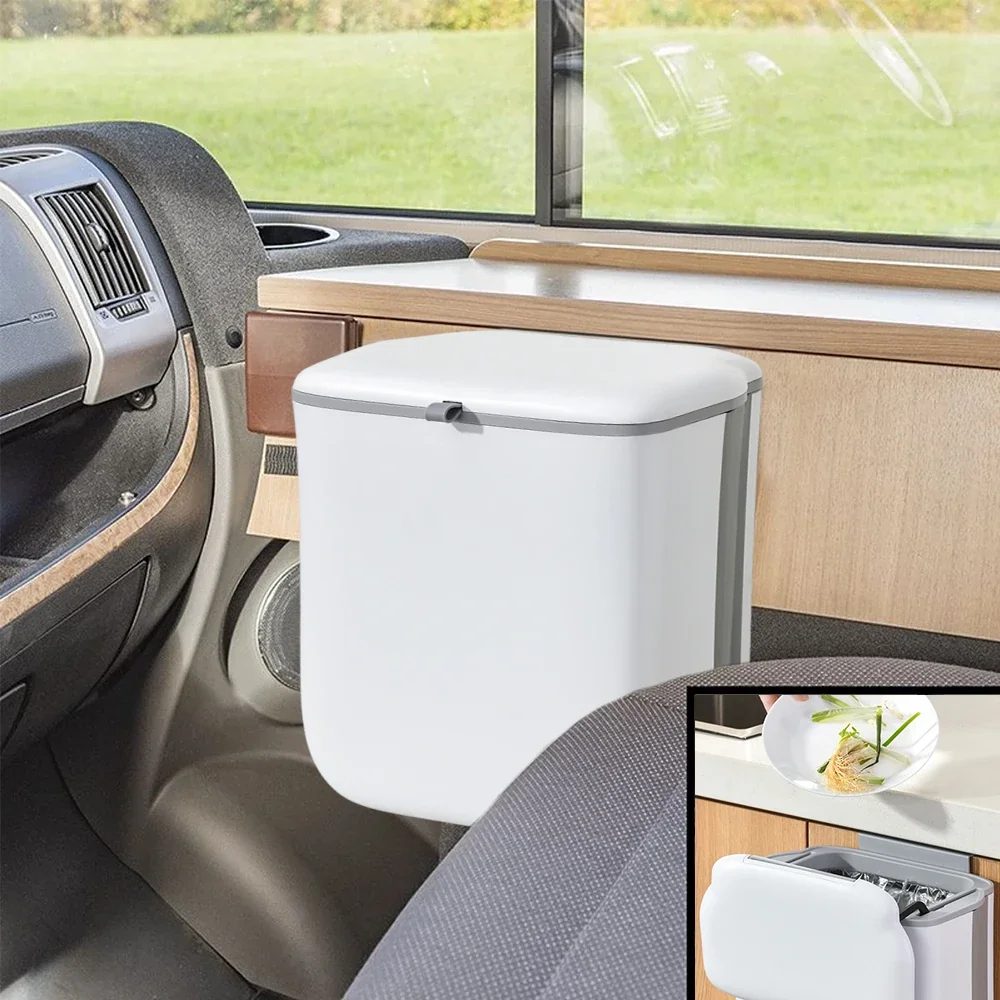 9L Collapsible Sliding Lid Trash Bin for RV, Camping, Boats, Motorhomes & Cars