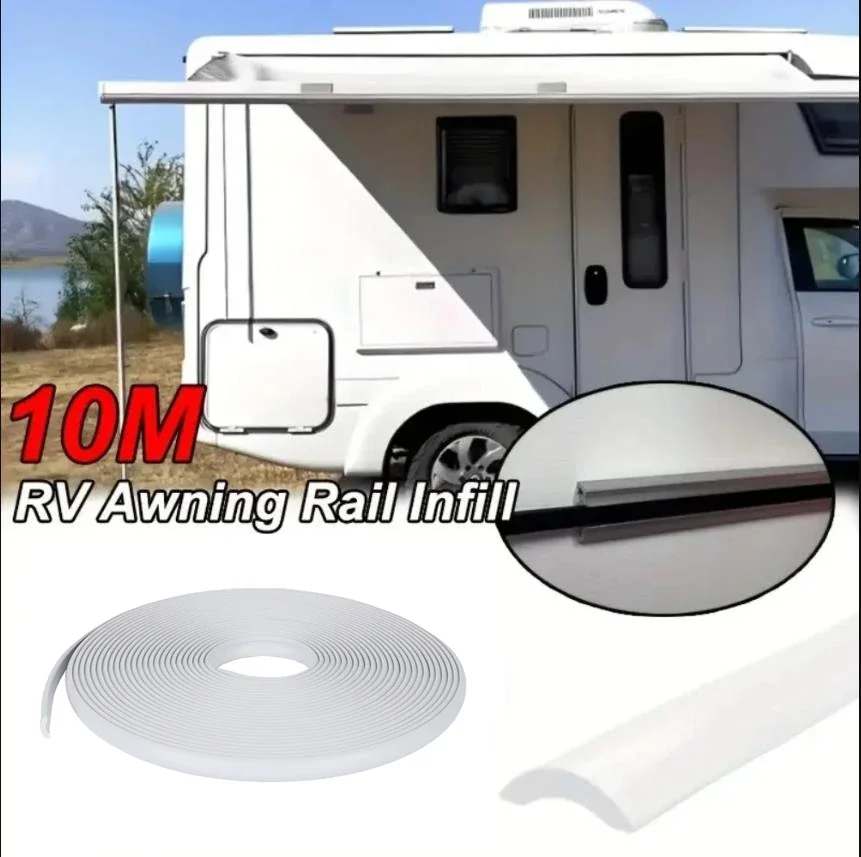 10M x 12MM Caravan/Motorhome Awning Rail Trim Strip for Trailers and Camping Vehicles - Sunshade Guide Rail, Decorative Strip