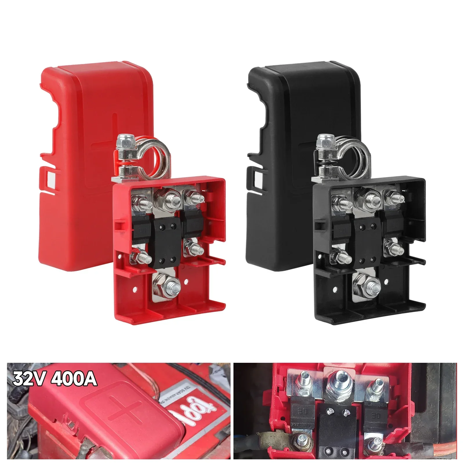 Car Quick Release Fused Battery Distribution Terminal Clamp Pile Head Connectors 32V 400A for Camper RV Boat Truck Caravans