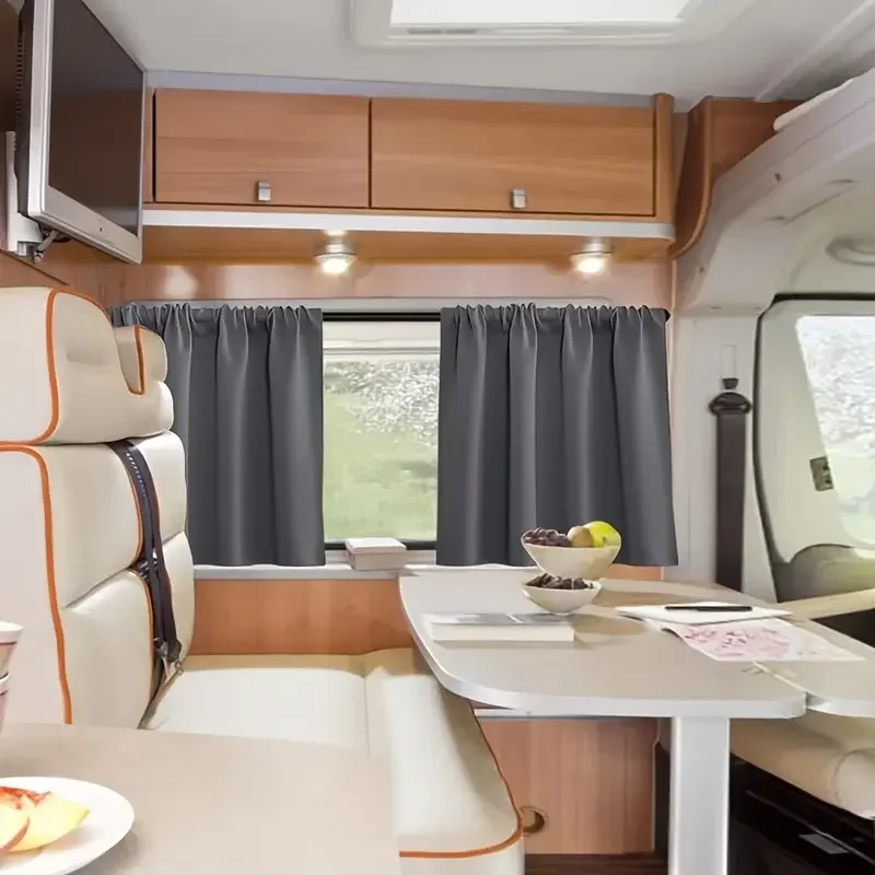 2PCS Side Window Sunshades Privacy Curtains Thermal Interior Accessories for RV Camper Caravans Motorhomes