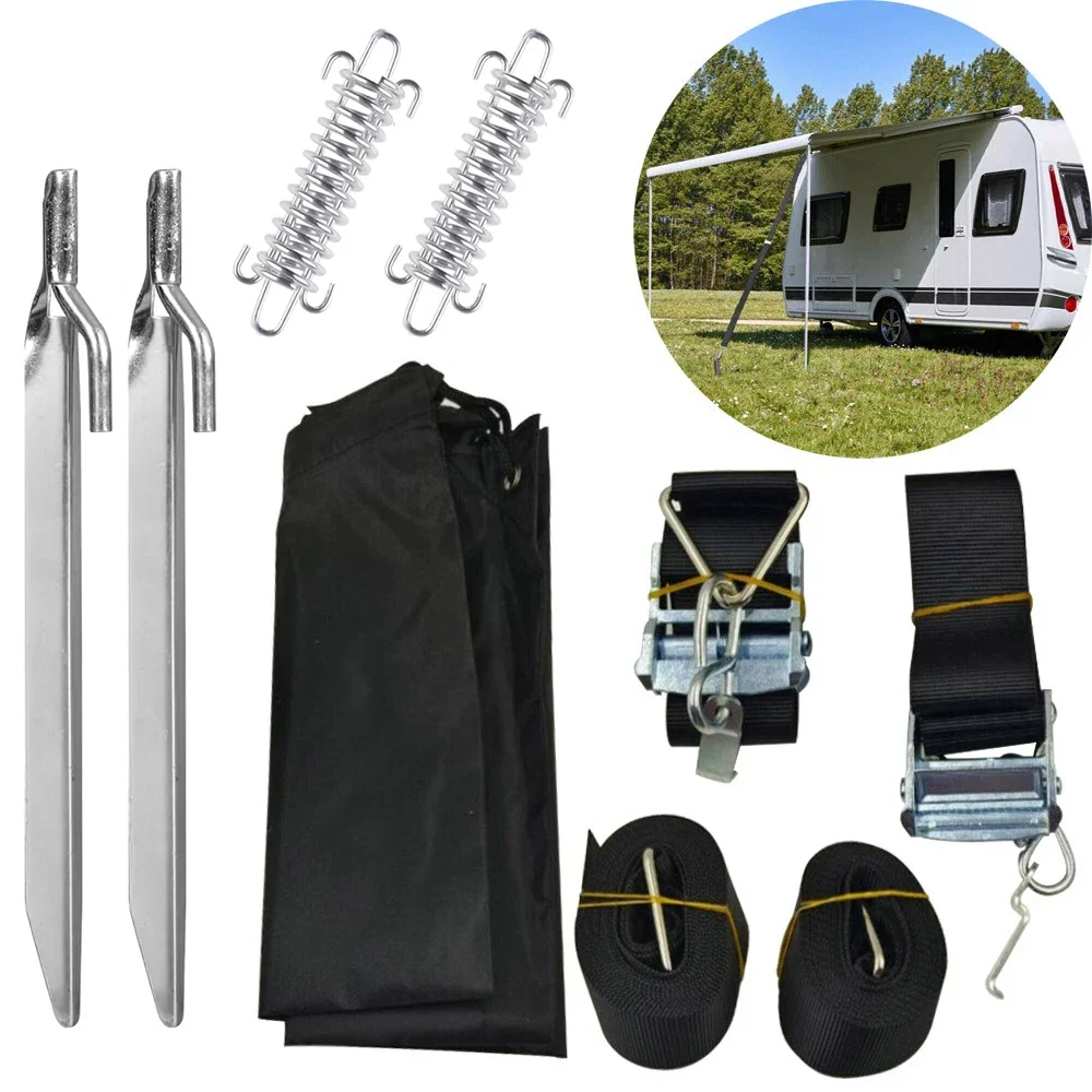 1set Fit for Thule Awning Storm Hold Down Side Straps Canopy Securing Hooks Caravan Motorhome Wind Set Pair RV Accessories