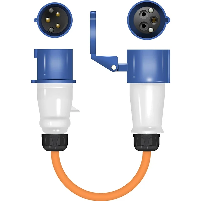 BAF-M02B Reverse Polarity Adapter Mains Hook Up 16A Reversed RV Power Supply Industrial Plug Cable Connector for Caravan/Camping