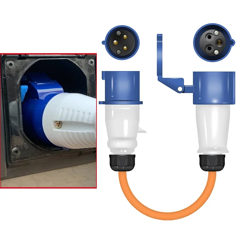 1Pc Reverse Polarity Adapter Mains Hook Up 16A Reversed Caravan Camping Outdoor Plug Cable Connector Durable Automotive Part