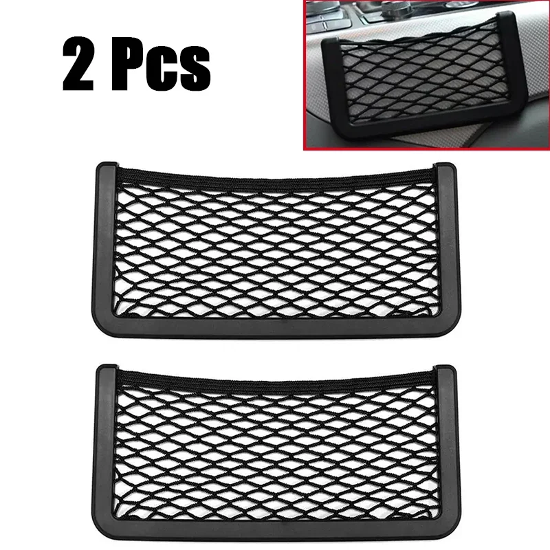 2Pcs Caravan Universal Car String Bag Car Seat Side Storage Net Bag 200x80mm Mesh Pocket Organizer Stick-On Car Storage for RV