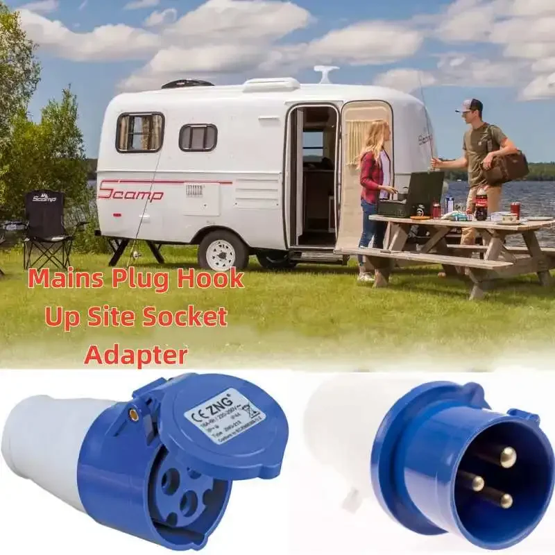 Caravan Mains Electric Hook Up Adapter 240V 16A Connector 3/4 Cores Boat RV Accessories Generator