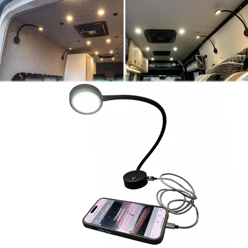 12V 3W LED Spot Reading Light White Down Light With USB Port Adjustable Color for VW T5/T6 Motorhome Caravan Accessories