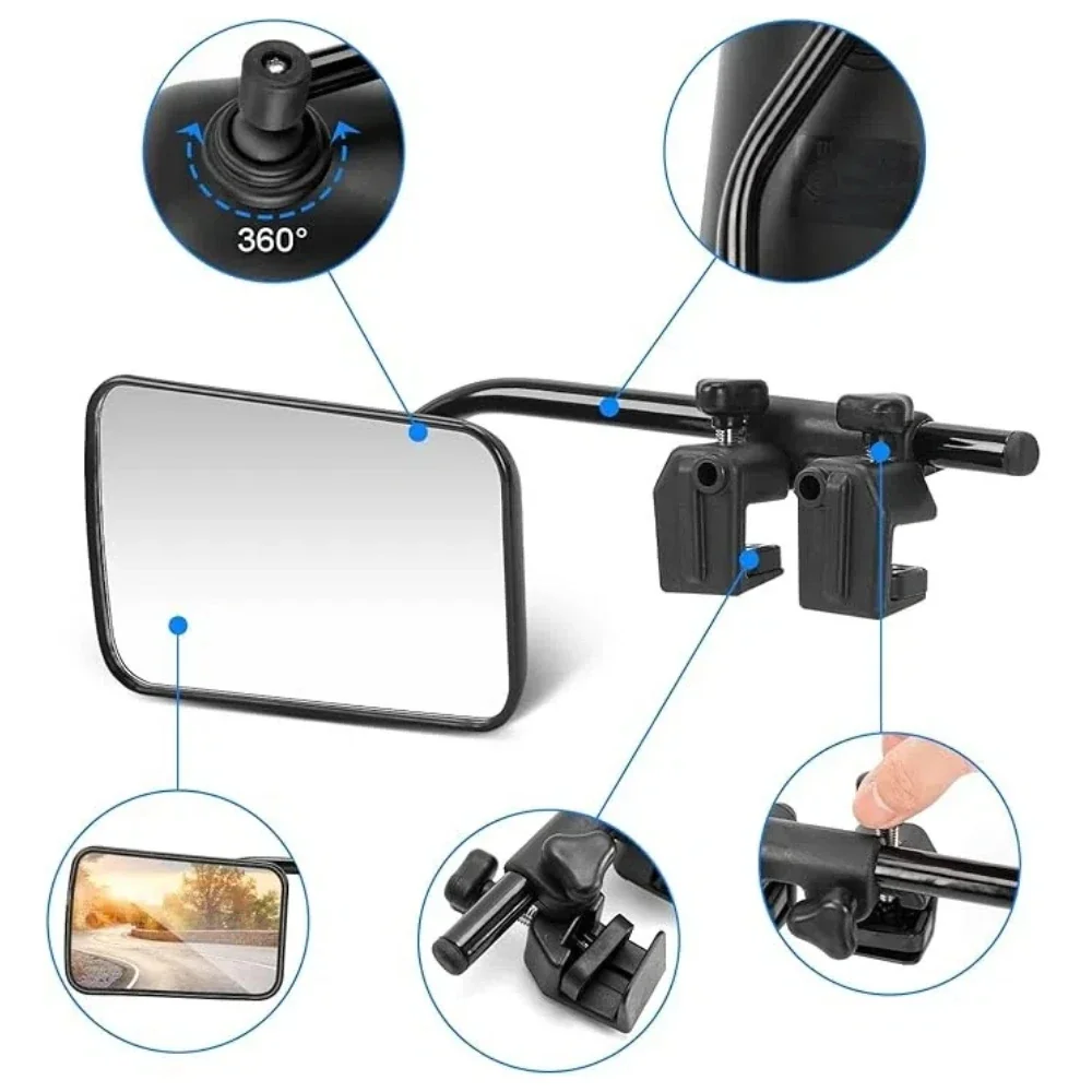 2pcs Car Towing Mirrors Caravan Towing Mirrors for Cars, Wing Mirror Extensions For Caravan Towing Black 10" /25cm Universal Fit