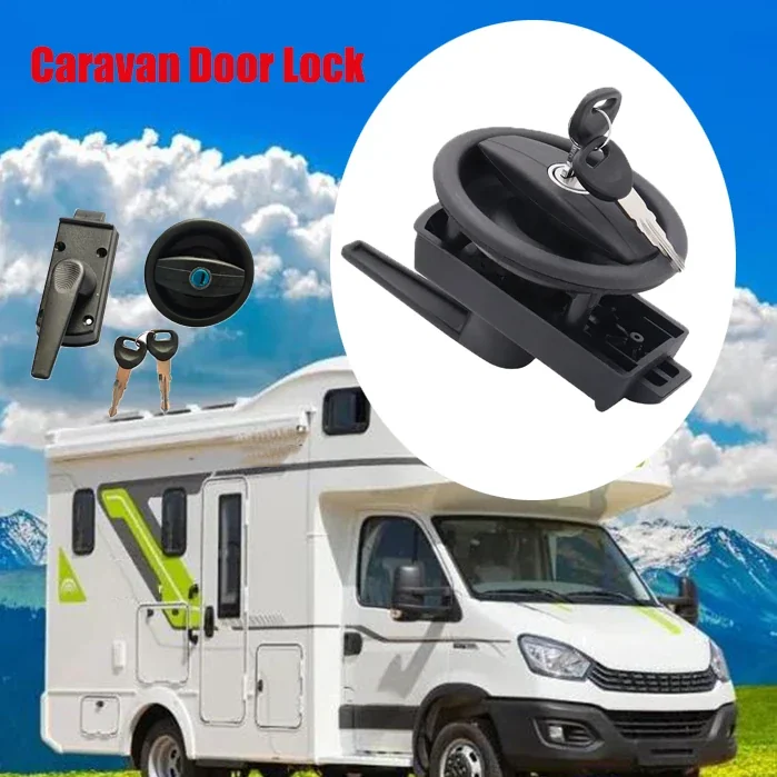 Vecam Zadi Caravan Motorhome Complete RV Door Lock - Right Hand - Black - Heavy Duty