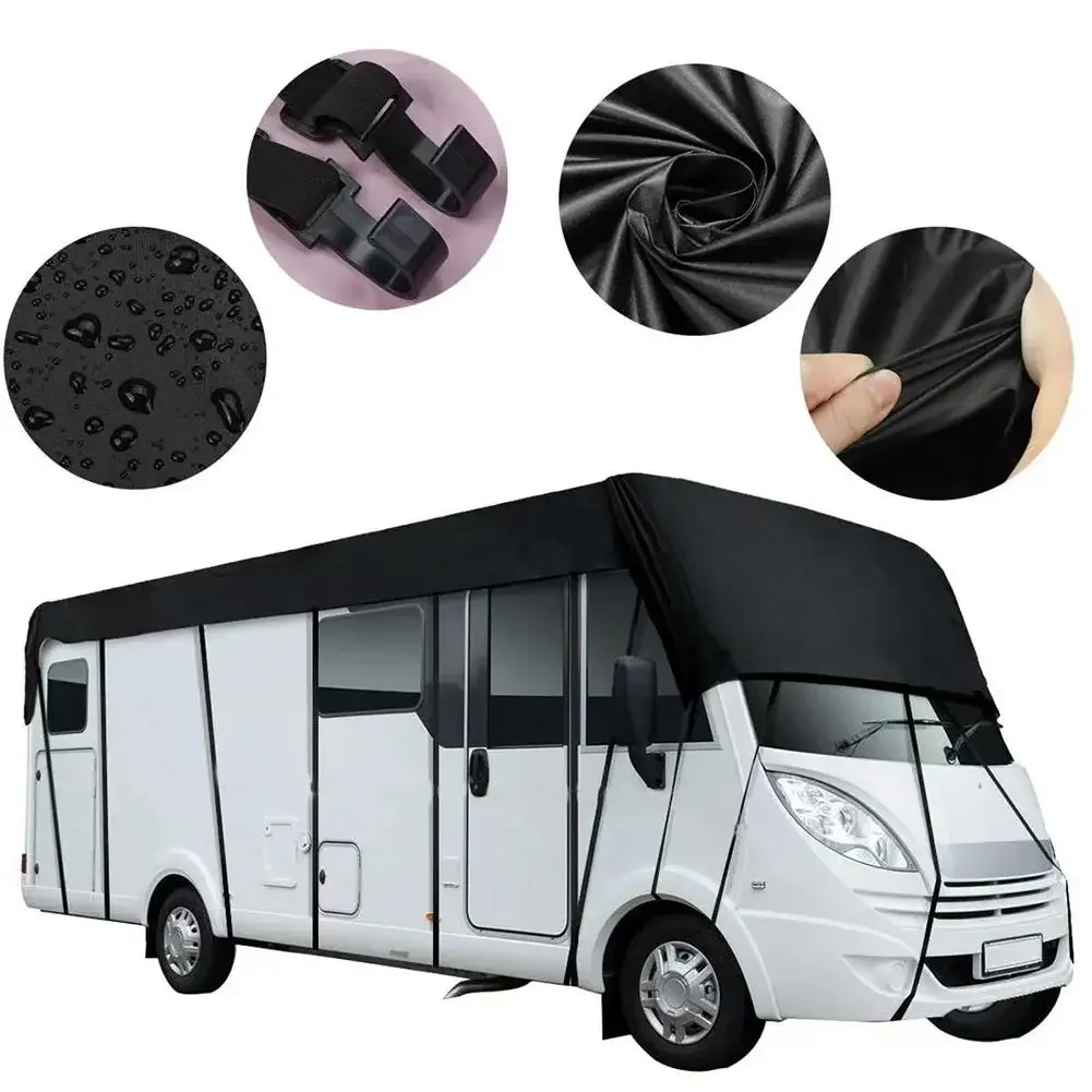 210D 1000PA Black Oxford Cloth RV Roof Cover - Portable, Foldable, Waterproof & Dustproof P4Y1