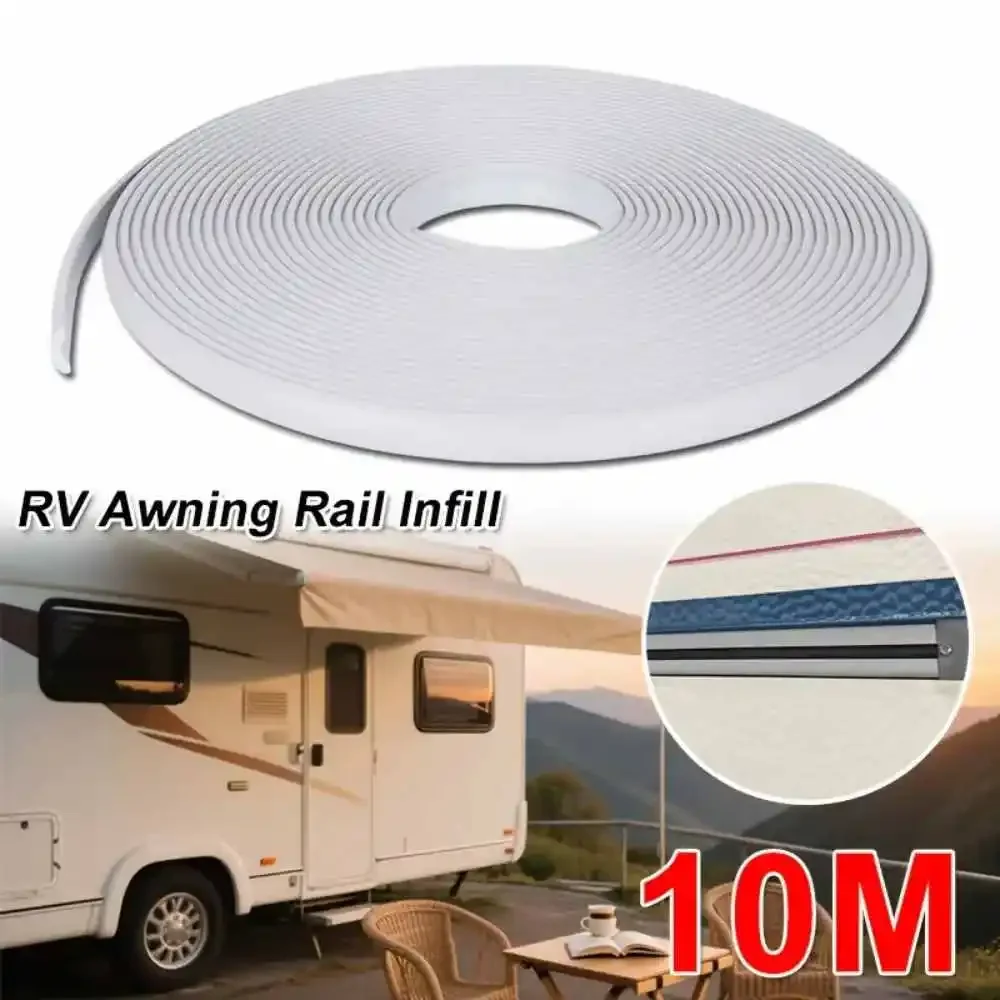 RV Awning Rail Infill Sunshade Guide Strip - 12MM, 10M, White