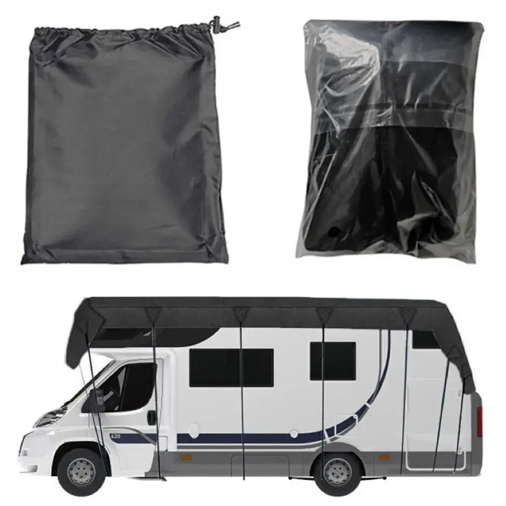 210D 1000PA Black Oxford Cloth RV Roof Cover, Portable, Waterproof, Dustproof, Sunshade, Foldable E2G8