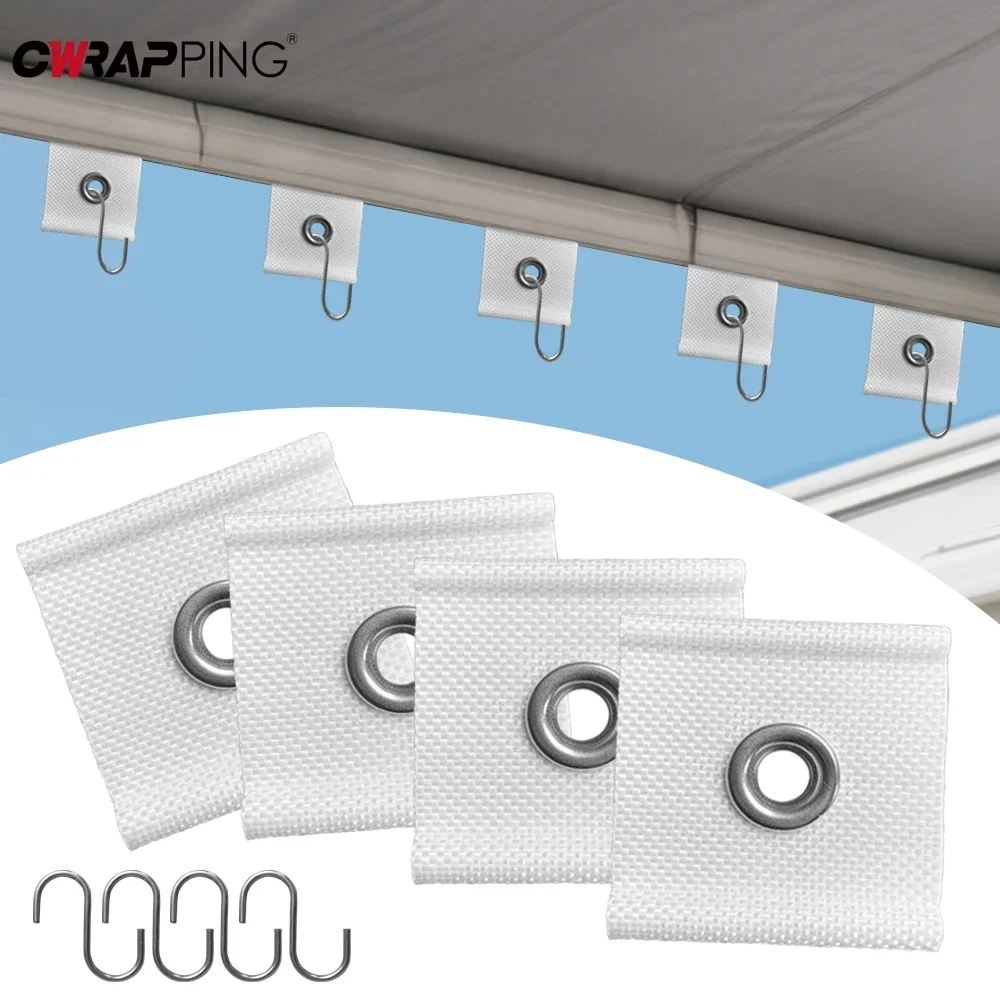 4/8/12/16 Pcs Camping Awning Hooks & Clips, Durable RV Tent Hangers with Holes for Caravans and Campers