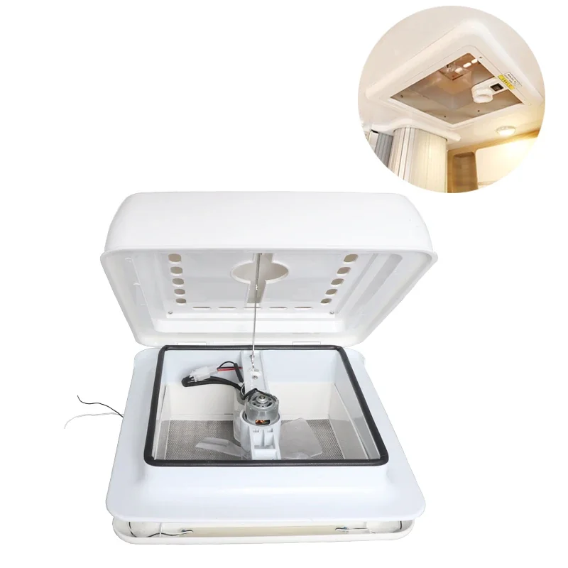 RV Accessories Roof Vent Fan 280MM 12V Manual Control 11" Reversible Motorhome Skylight - Smoked Lid with UV Protection
