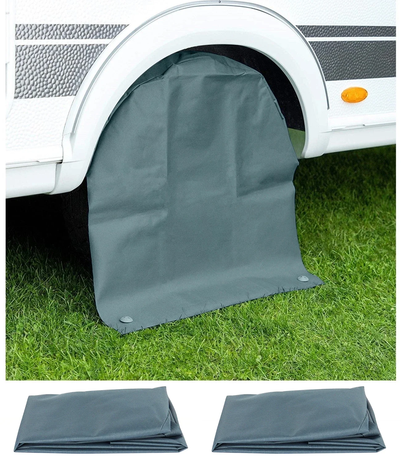 2Pcs RV Truck Car Camper Motorhome Trailer Wheel Covers - Grey, Size: L/XL (65/78cm)
