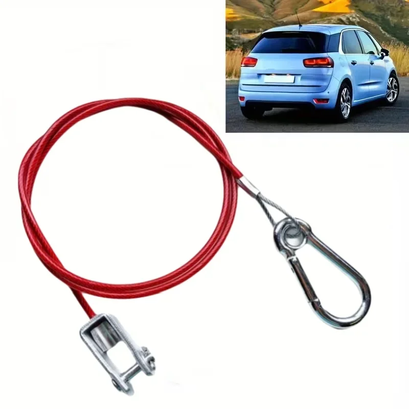 Trailer Wire Rope Safety Towing Rope Stainless Steel Wire Red 3/8" Diameter x 20ft Length with Secure Metal Hooks for Cars & RVs