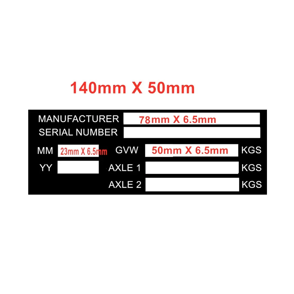 Aluminum Blank or Engraved Trailer VIN & Weight Chassis Plate 140mm x 50mm Motorbike Caravan RV Parts Camp