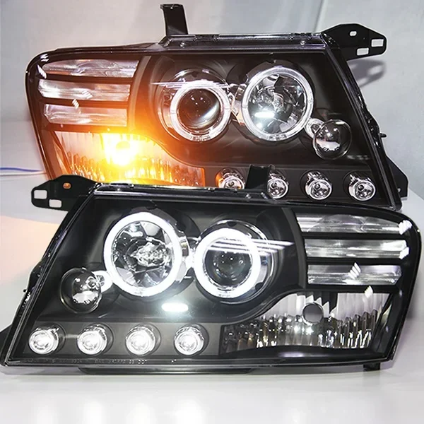 LED Angel Eyes Headlight with Bi Xenon Projector Lens for 2003-2008 Pajero Montero V73 V75 V76 V77 V78