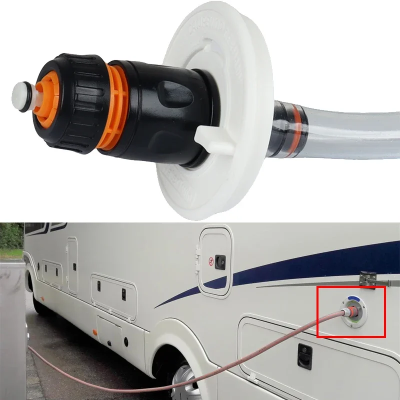 1 Set Water Filler Nozzle Fuel Cap with Water Connection & Water Tank Cap Filling Adapter for Motorhome/Caravan Accessories